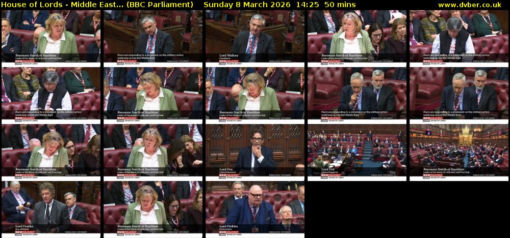 House of Lords - Middle East... (BBC Parliament) Sunday 8 March 2026 14:25 - 15:15