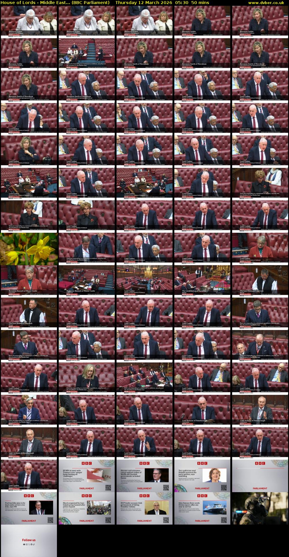 House of Lords - Middle East... (BBC Parliament) Thursday 12 March 2026 05:30 - 06:20