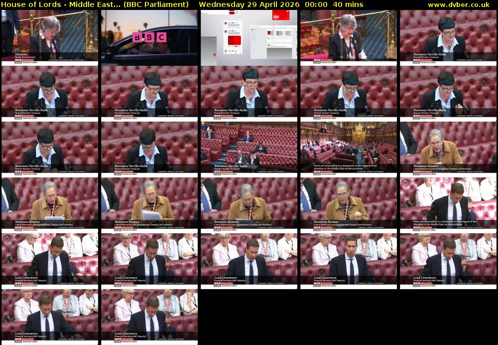 House of Lords - Middle East... (BBC Parliament) Wednesday 29 April 2026 00:00 - 00:40