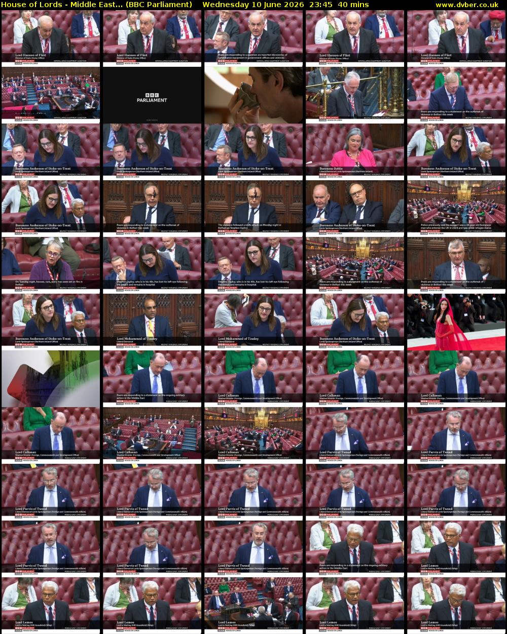 House of Lords - Middle East... (BBC Parliament) Wednesday 10 June 2026 23:45 - 00:25