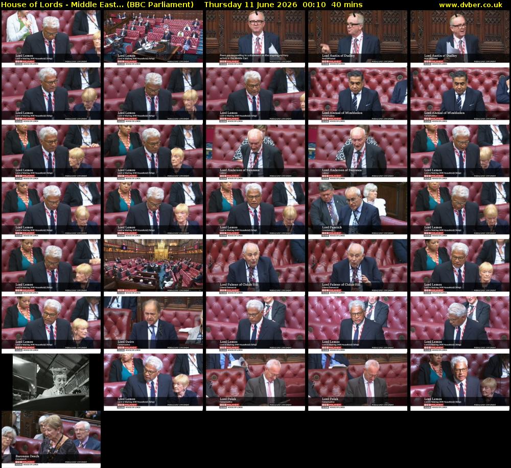 House of Lords - Middle East... (BBC Parliament) Thursday 11 June 2026 00:10 - 00:50