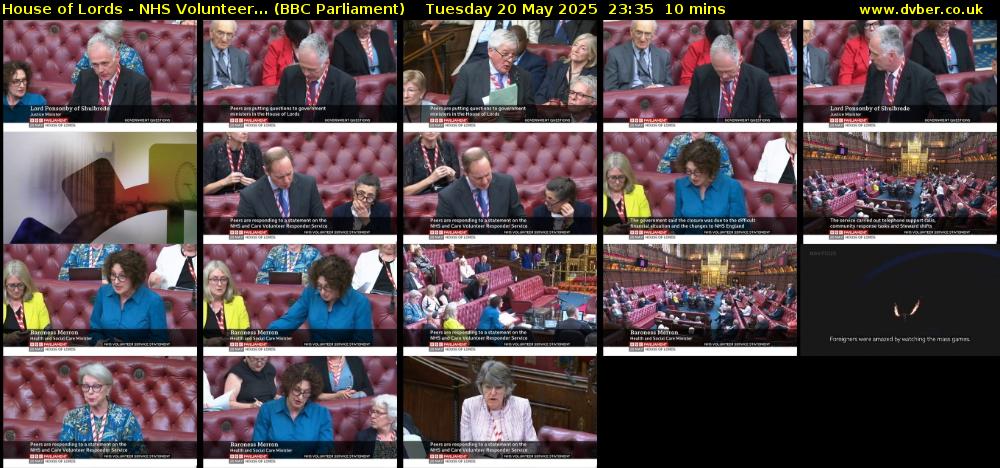 House of Lords - NHS Volunteer... (BBC Parliament) Tuesday 20 May 2025 23:35 - 23:45