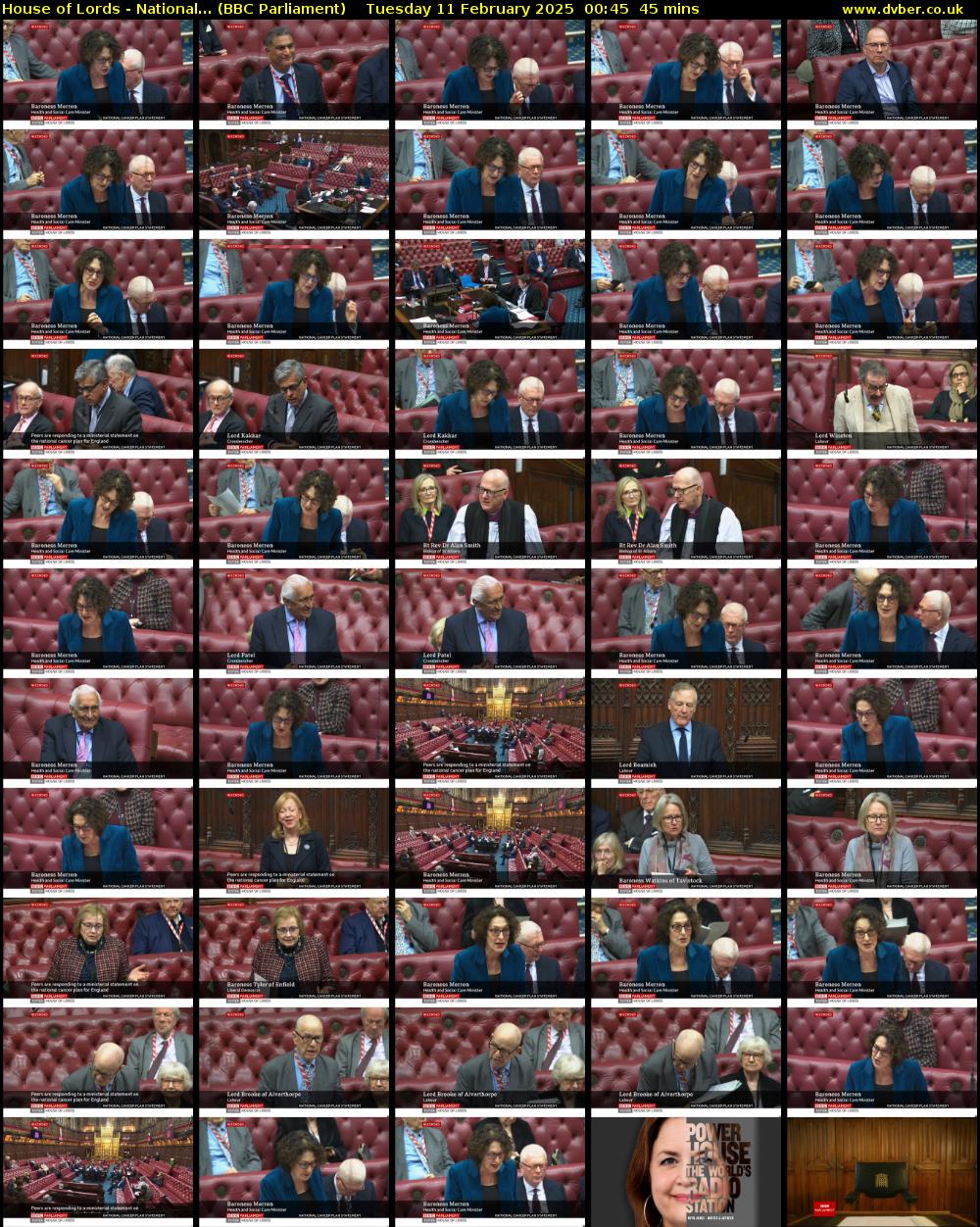 House of Lords - National... (BBC Parliament) Tuesday 11 February 2025 00:45 - 01:30