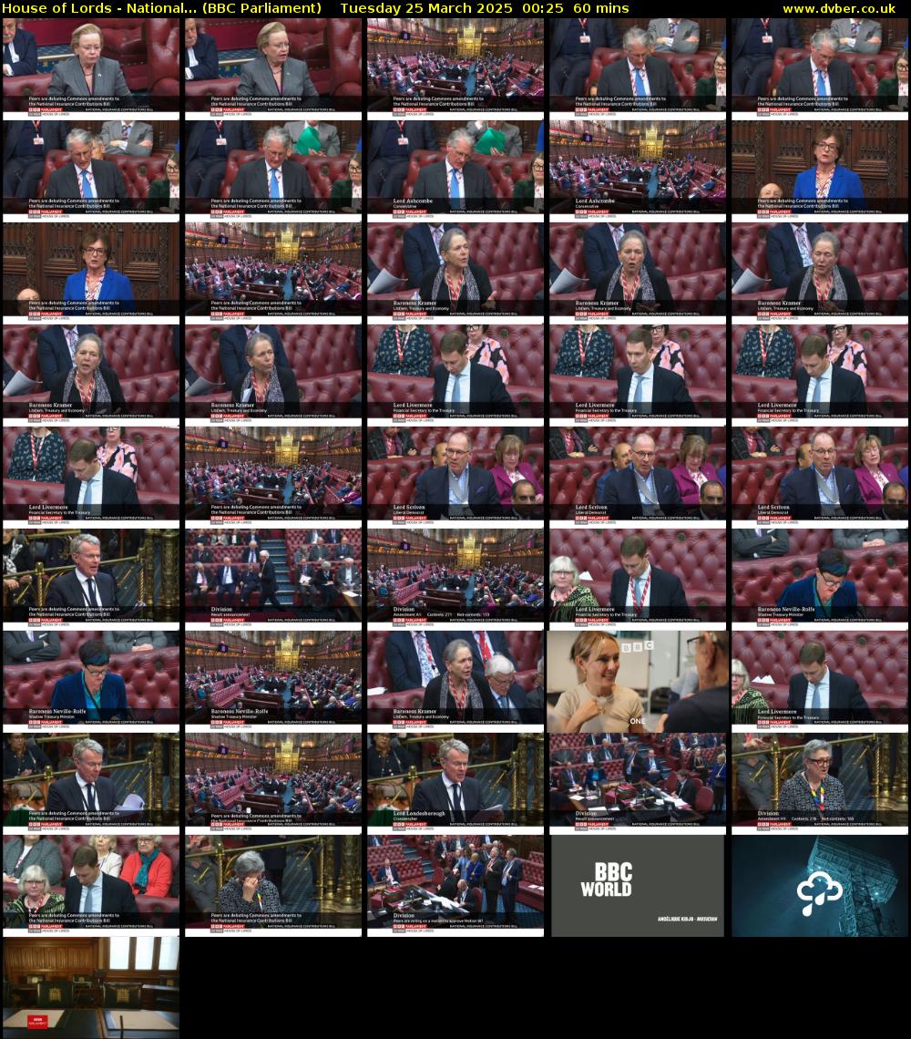 House of Lords - National... (BBC Parliament) Tuesday 25 March 2025 00:25 - 01:25