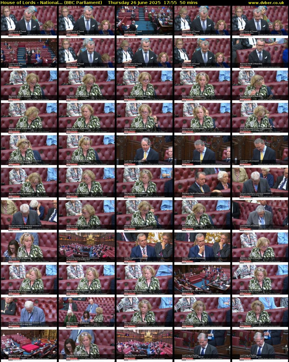 House of Lords - National... (BBC Parliament) Thursday 26 June 2025 17:55 - 18:45