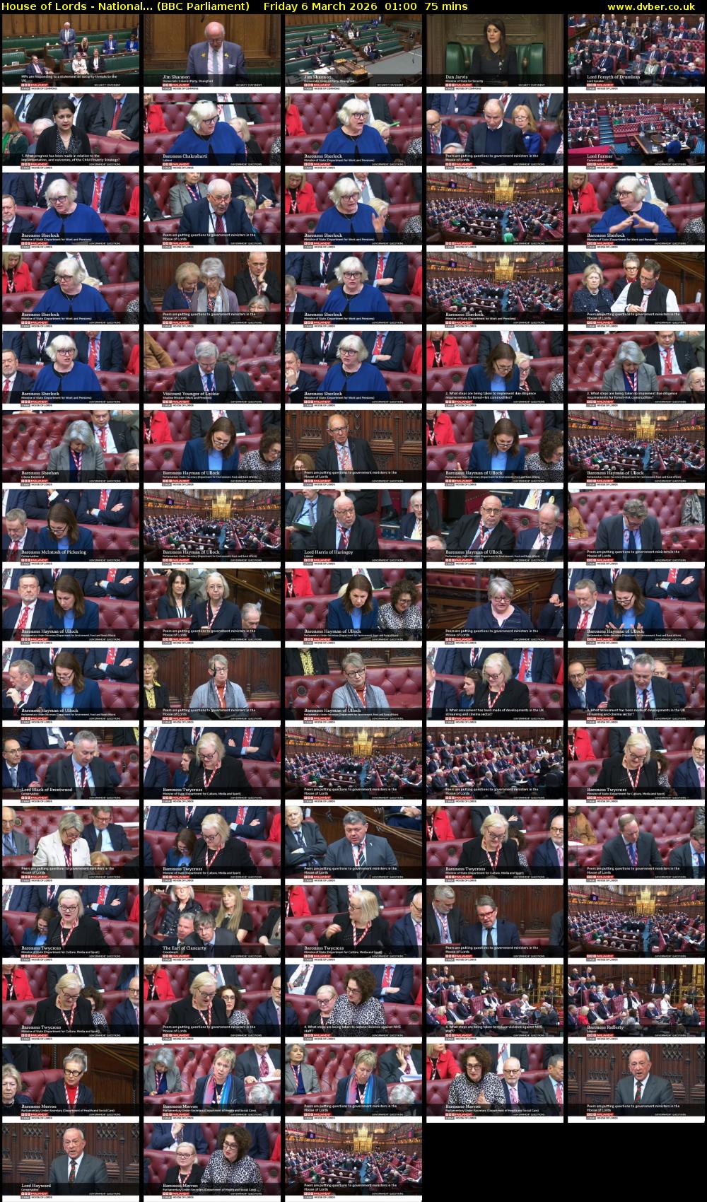 House of Lords - National... (BBC Parliament) Friday 6 March 2026 01:00 - 02:15