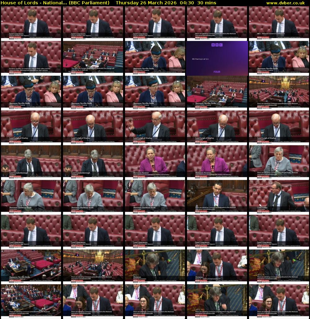 House of Lords - National... (BBC Parliament) Thursday 26 March 2026 04:30 - 05:00