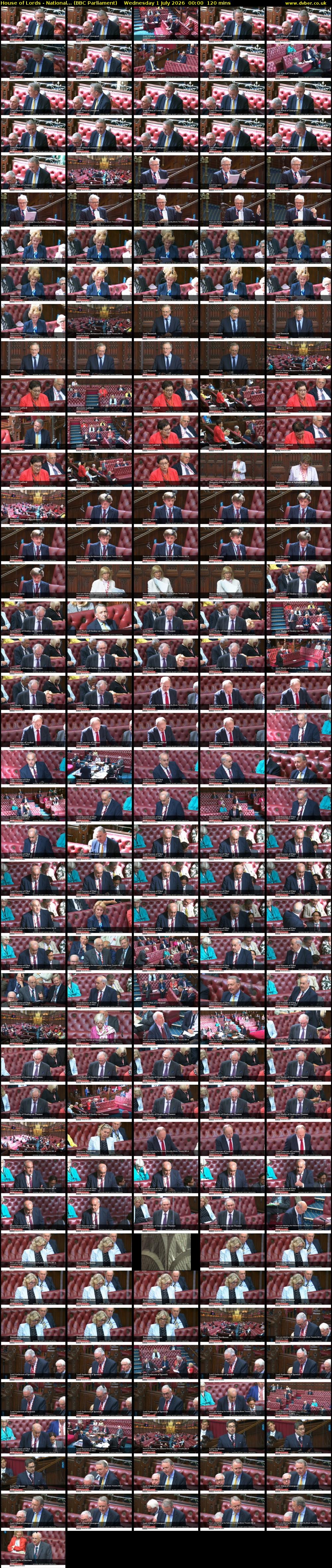House of Lords - National... (BBC Parliament) Wednesday 1 July 2026 00:00 - 02:00