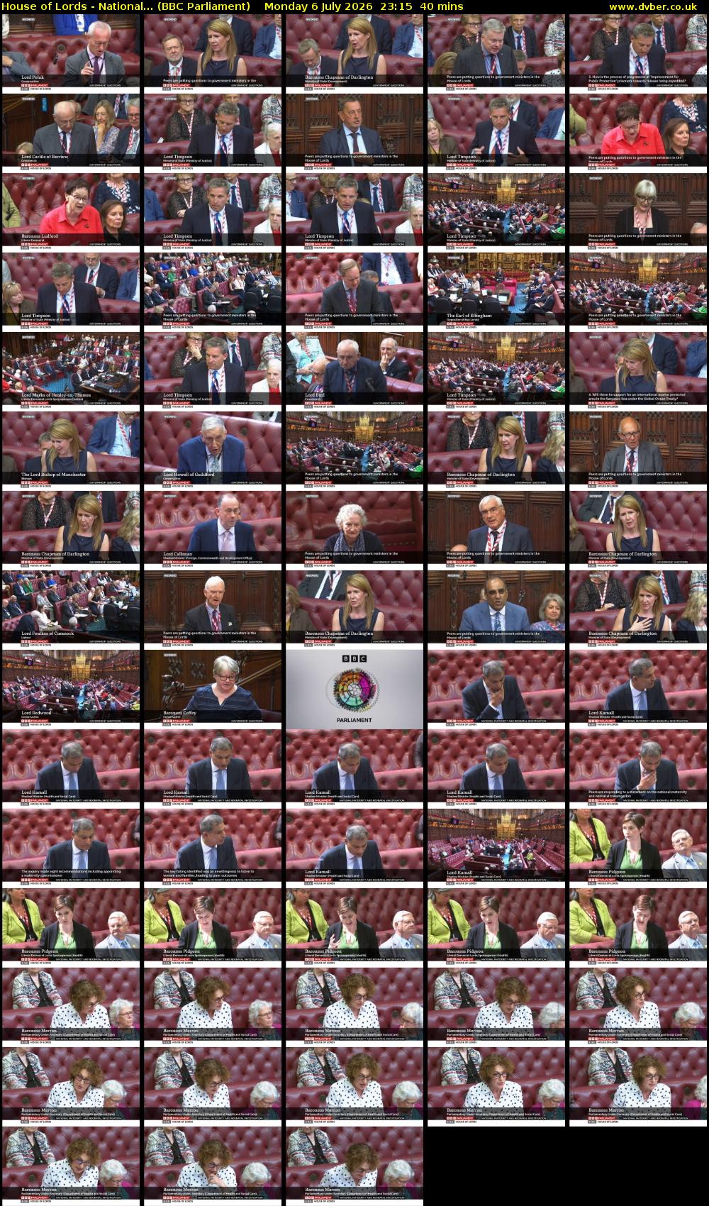 House of Lords - National... (BBC Parliament) Monday 6 July 2026 23:15 - 23:55