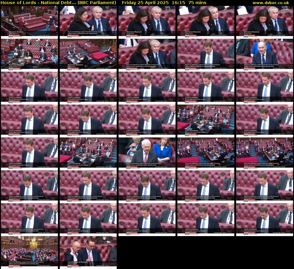 House of Lords - National Debt... (BBC Parliament) Friday 25 April 2025 16:15 - 17:30