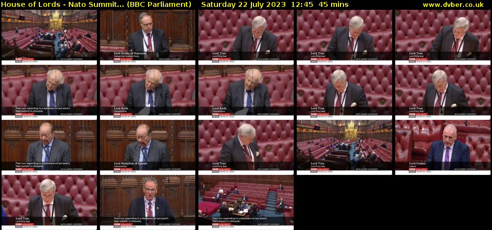 House of Lords - Nato Summit... (BBC Parliament) Saturday 22 July 2023 12:45 - 13:30