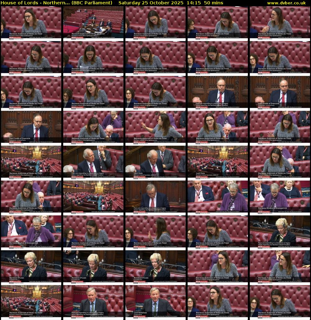 House of Lords - Northern... (BBC Parliament) Saturday 25 October 2025 14:15 - 15:05