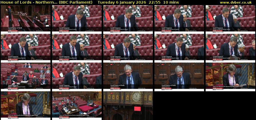 House of Lords - Northern... (BBC Parliament) Tuesday 6 January 2026 22:55 - 23:05