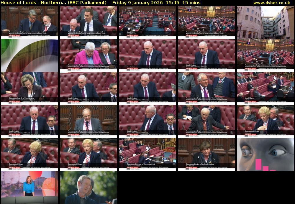 House of Lords - Northern... (BBC Parliament) Friday 9 January 2026 15:45 - 16:00