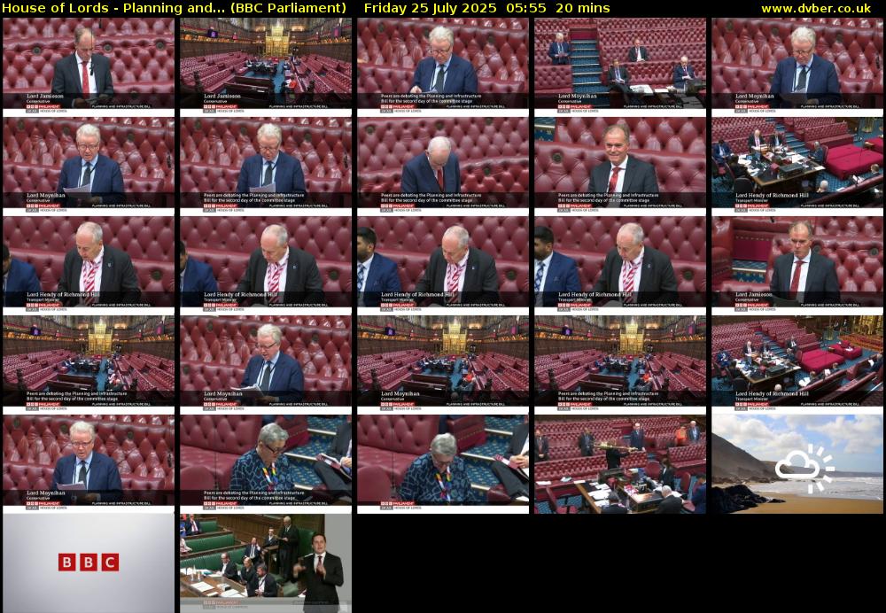 House of Lords - Planning and... (BBC Parliament) Friday 25 July 2025 05:55 - 06:15