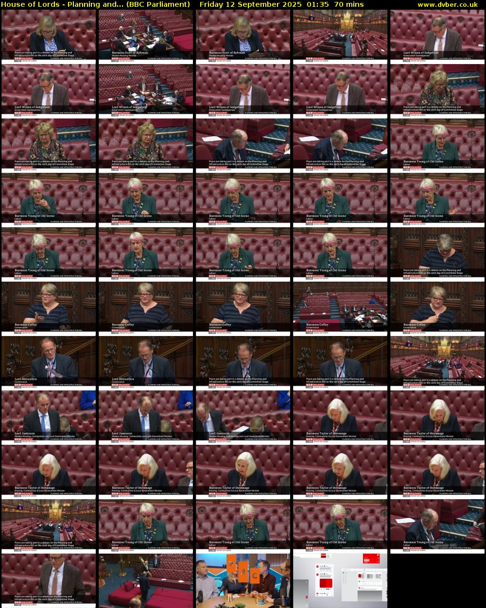 House of Lords - Planning and... (BBC Parliament) Friday 12 September 2025 01:35 - 02:45
