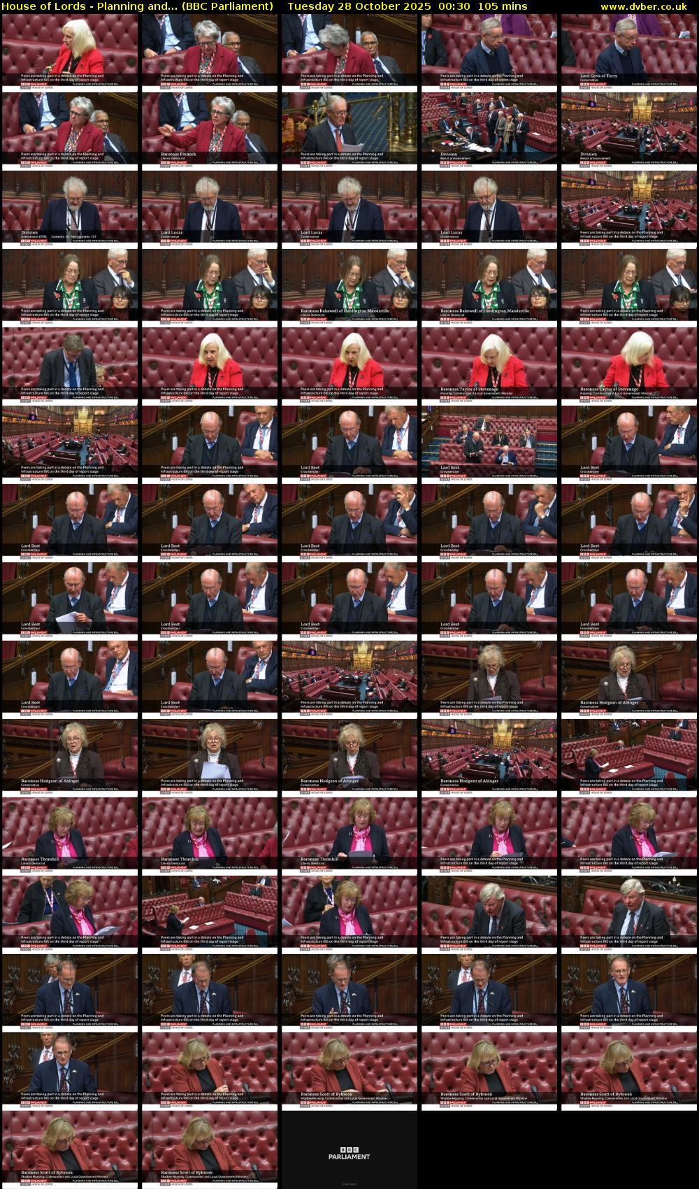 House of Lords - Planning and... (BBC Parliament) Tuesday 28 October 2025 00:30 - 02:15