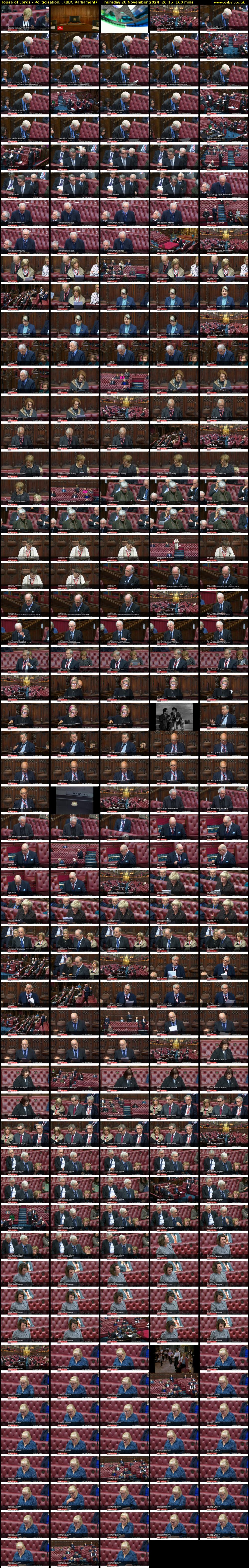 House of Lords - Politicisation... (BBC Parliament) Thursday 28 November 2024 20:15 - 22:55
