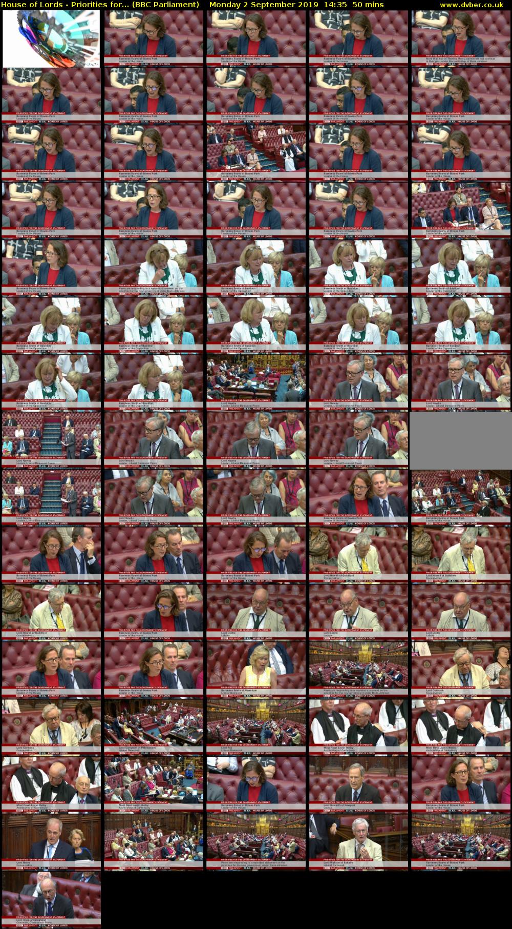 House of Lords - Priorities for... (BBC Parliament) Monday 2 September 2019 14:35 - 15:25