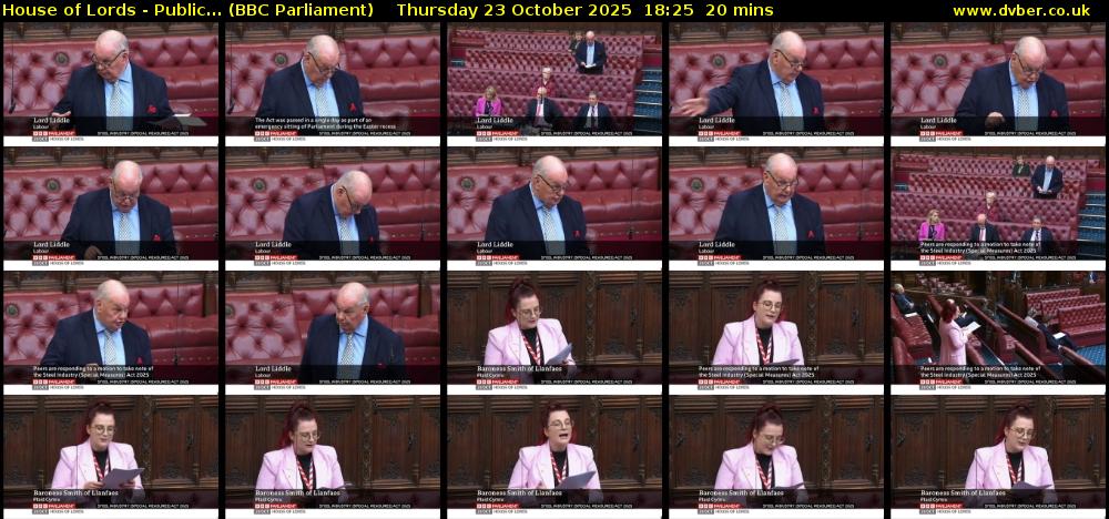 House of Lords - Public... (BBC Parliament) Thursday 23 October 2025 18:25 - 18:45