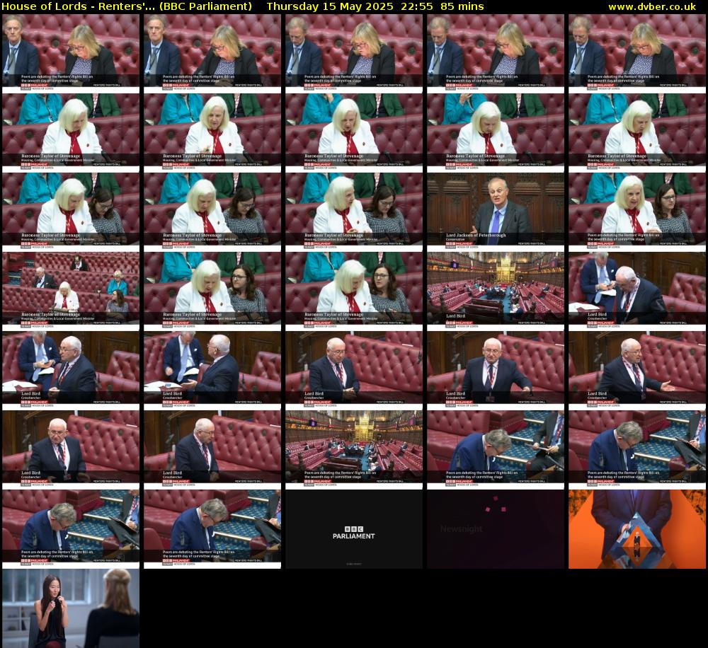 House of Lords - Renters'... (BBC Parliament) Thursday 15 May 2025 22:55 - 00:20