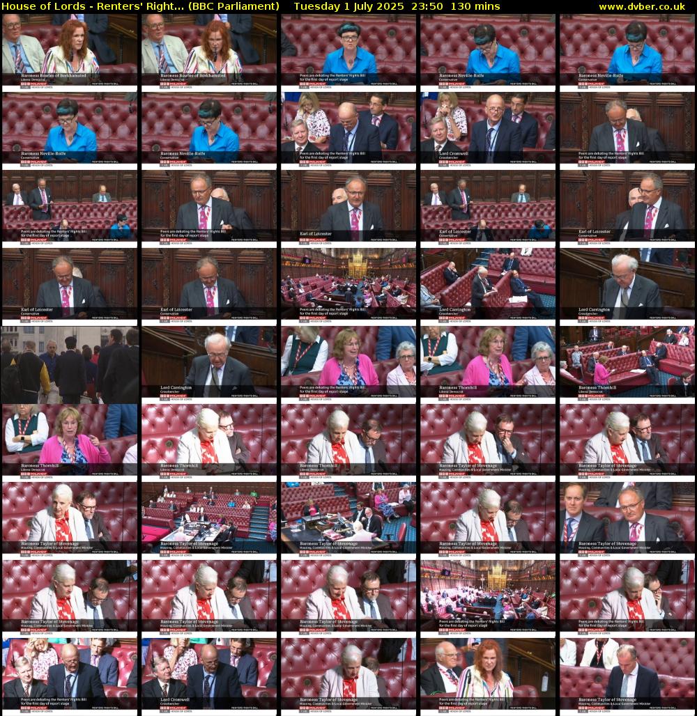 House of Lords - Renters' Right... (BBC Parliament) Tuesday 1 July 2025 23:50 - 02:00