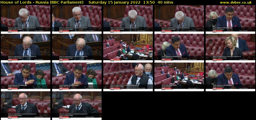 House of Lords - Russia (BBC Parliament) Saturday 15 January 2022 13:50 - 14:30