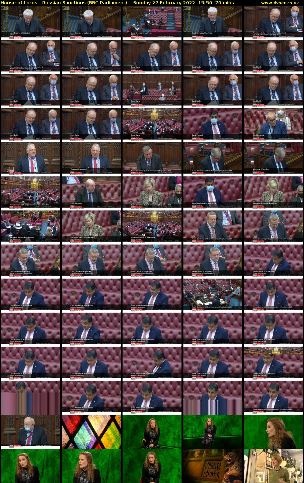 House of Lords - Russian Sanctions (BBC Parliament) Sunday 27 February 2022 15:50 - 17:00