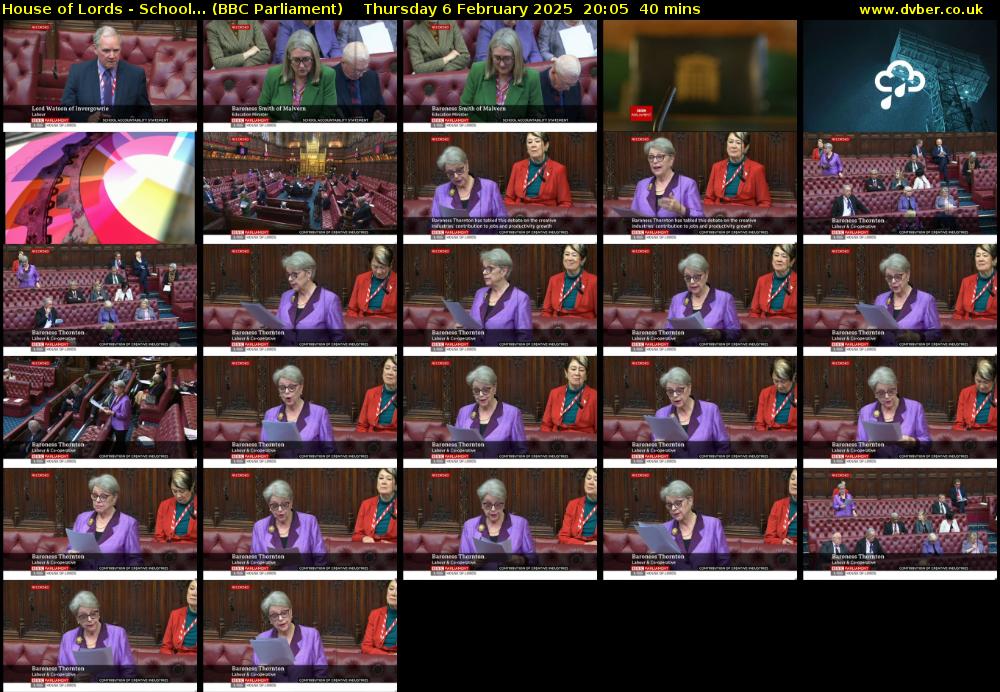 House of Lords - School... (BBC Parliament) Thursday 6 February 2025 20:05 - 20:45
