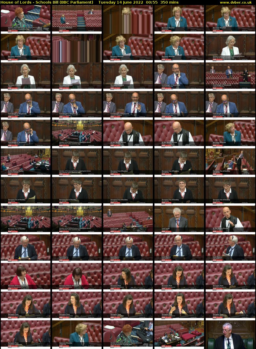 House of Lords - Schools Bill (BBC Parliament) Tuesday 14 June 2022 00:55 - 06:45