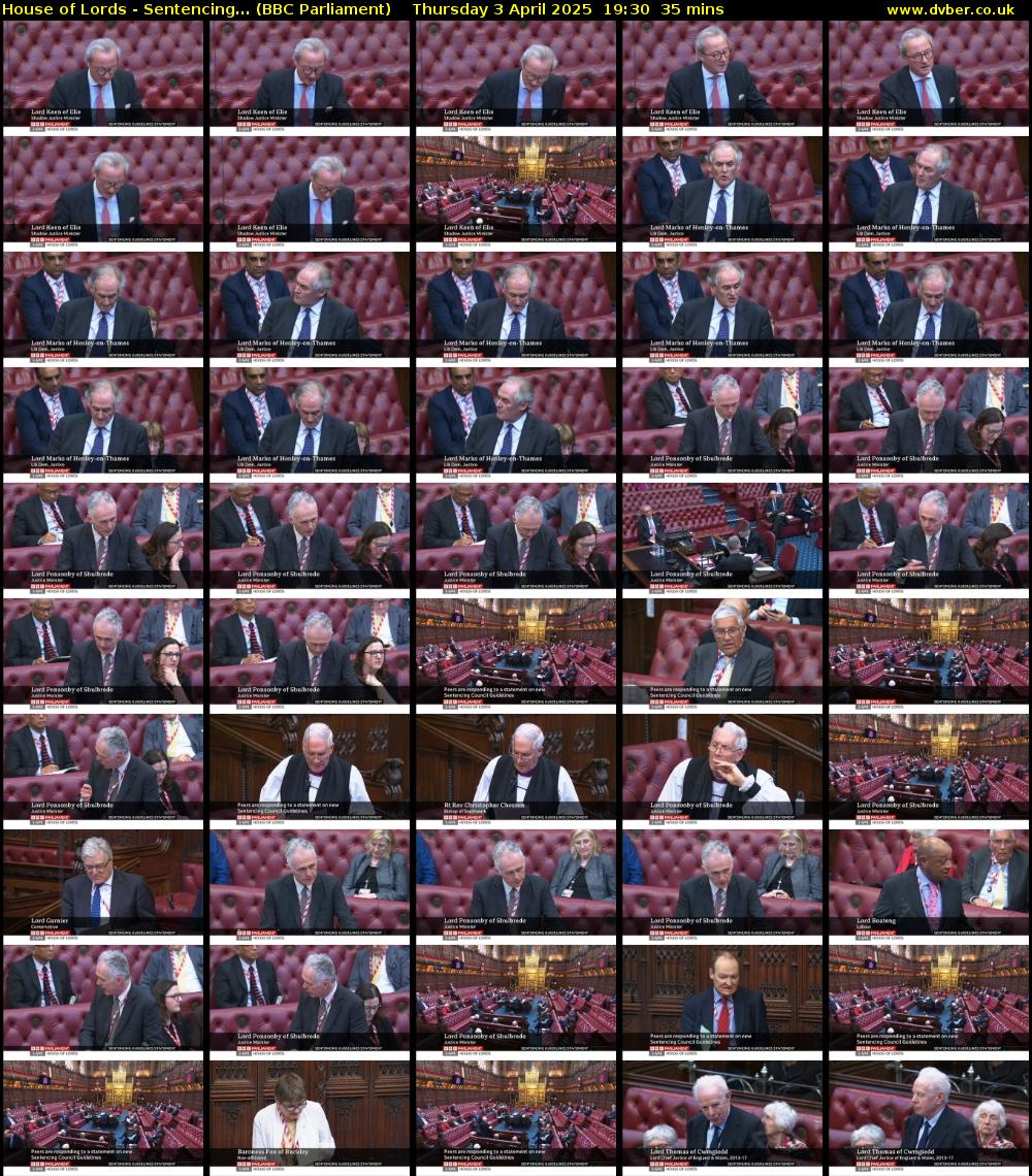 House of Lords - Sentencing... (BBC Parliament) Thursday 3 April 2025 19:30 - 20:05