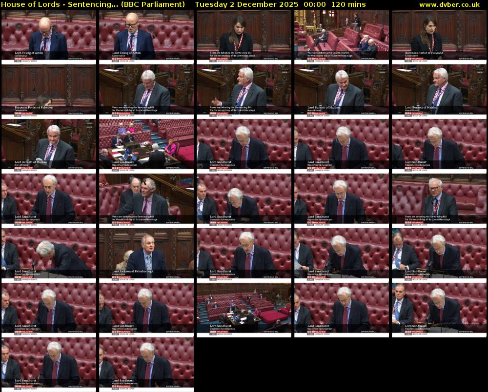 House of Lords - Sentencing... (BBC Parliament) Tuesday 2 December 2025 00:00 - 02:00