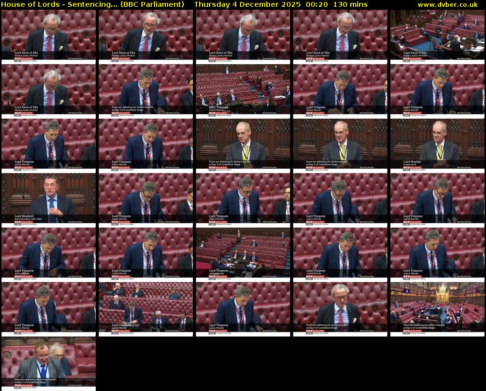 House of Lords - Sentencing... (BBC Parliament) Thursday 4 December 2025 00:20 - 02:30