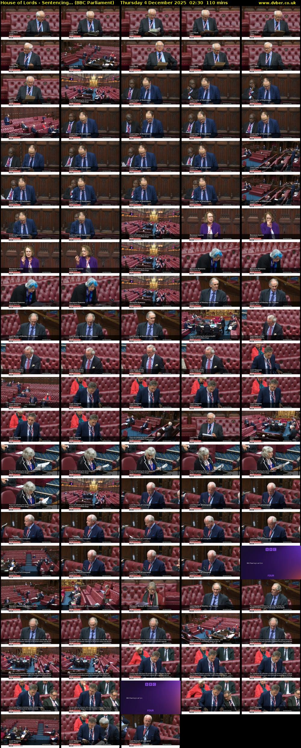 House of Lords - Sentencing... (BBC Parliament) Thursday 4 December 2025 02:30 - 04:20