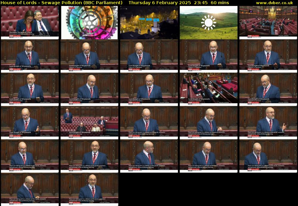 House of Lords - Sewage Pollution (BBC Parliament) Thursday 6 February 2025 23:45 - 00:45