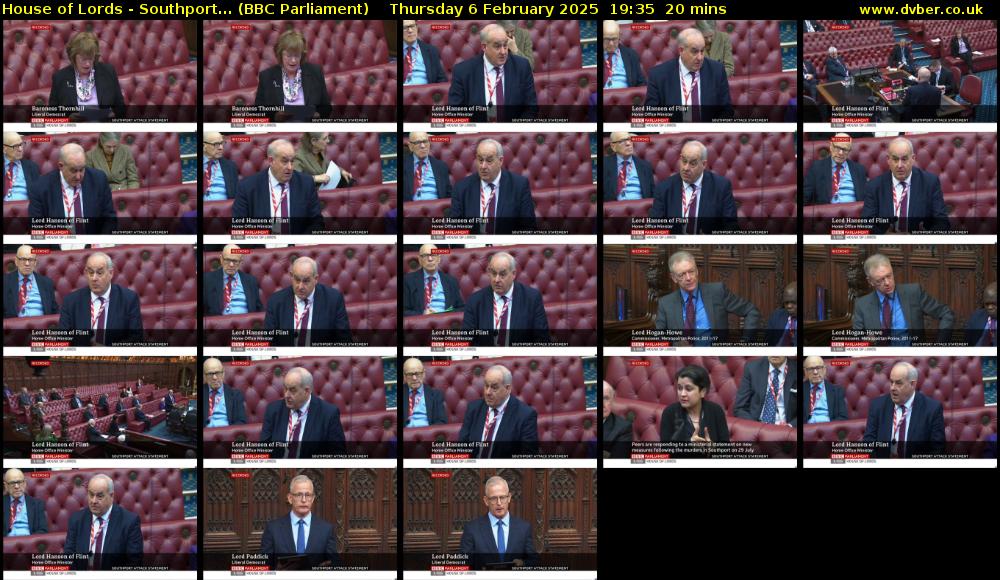 House of Lords - Southport... (BBC Parliament) Thursday 6 February 2025 19:35 - 19:55