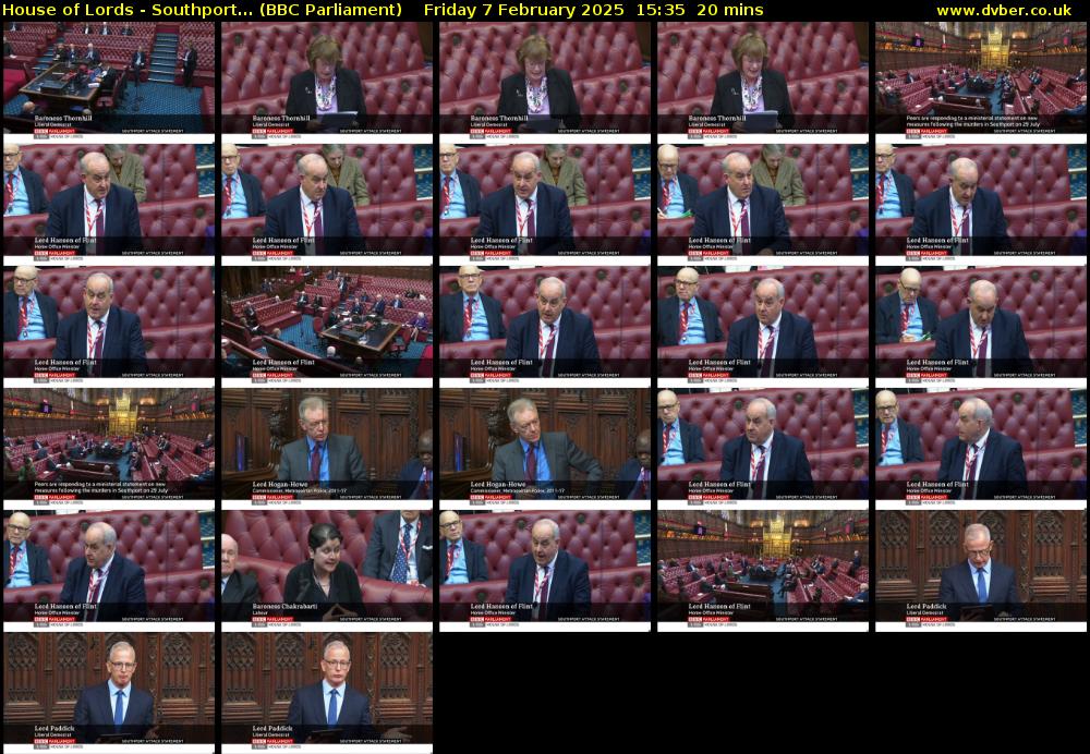 House of Lords - Southport... (BBC Parliament) Friday 7 February 2025 15:35 - 15:55