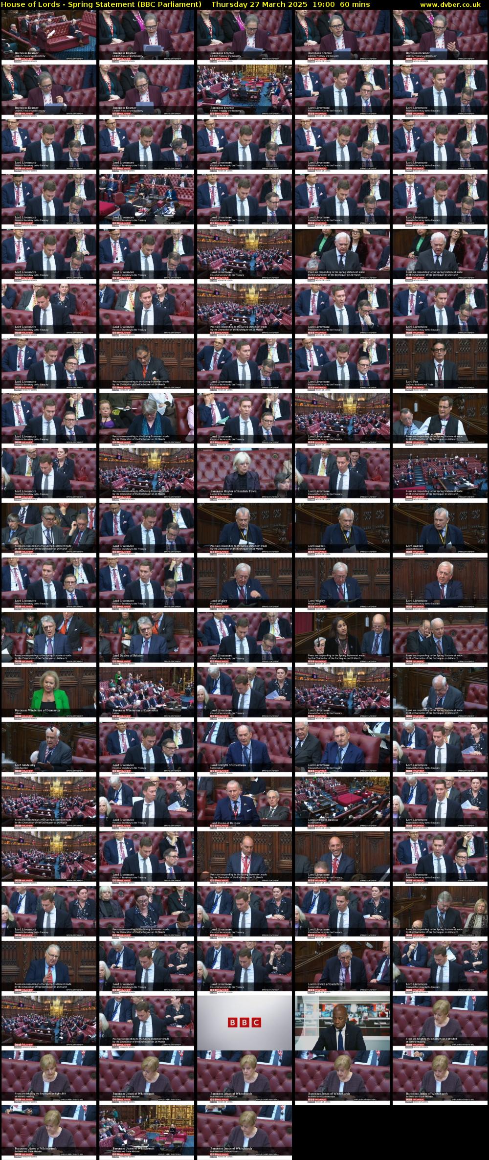 House of Lords - Spring Statement (BBC Parliament) Thursday 27 March 2025 19:00 - 20:00