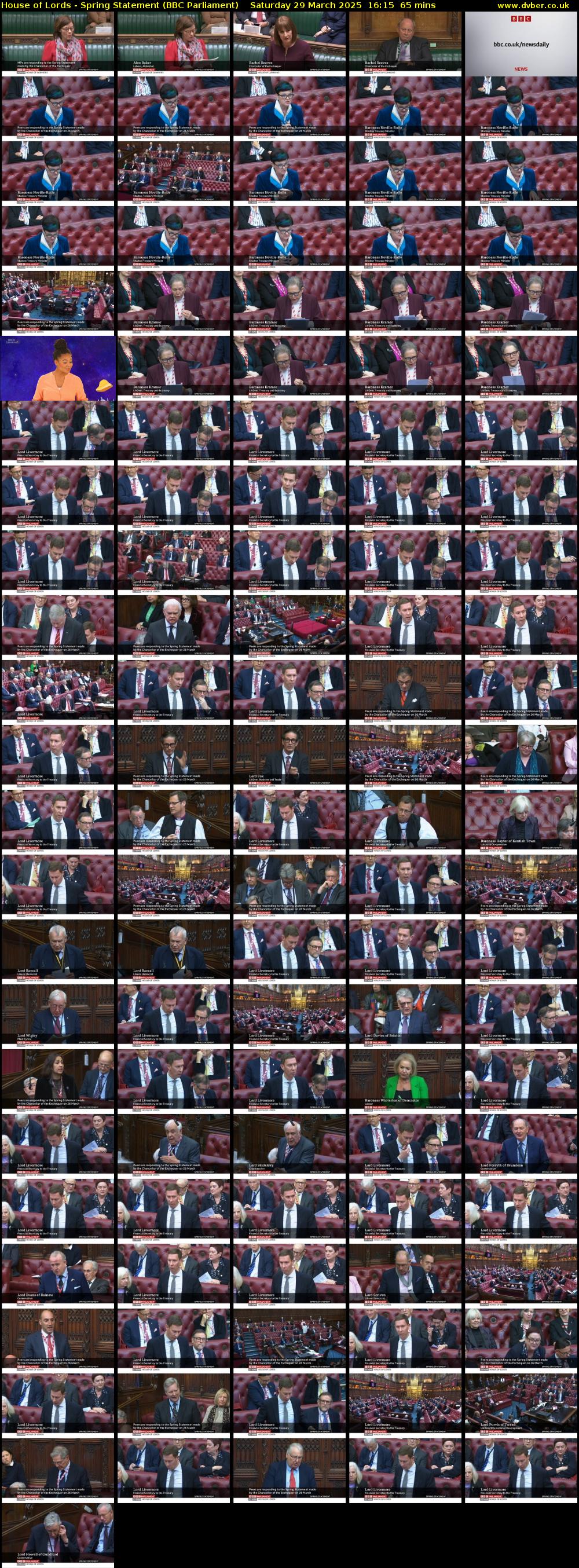 House of Lords - Spring Statement (BBC Parliament) Saturday 29 March 2025 16:15 - 17:20
