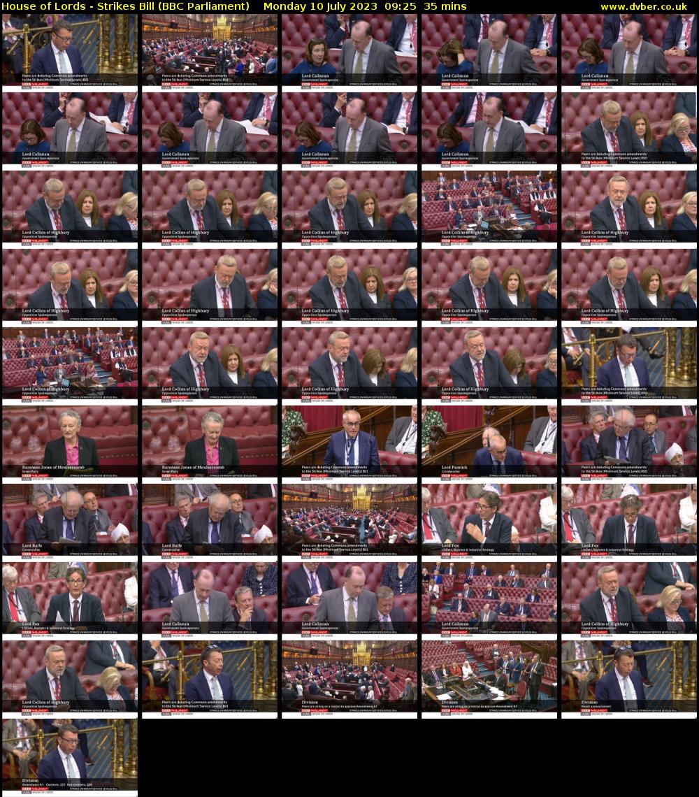 House of Lords - Strikes Bill (BBC Parliament) Monday 10 July 2023 09:25 - 10:00