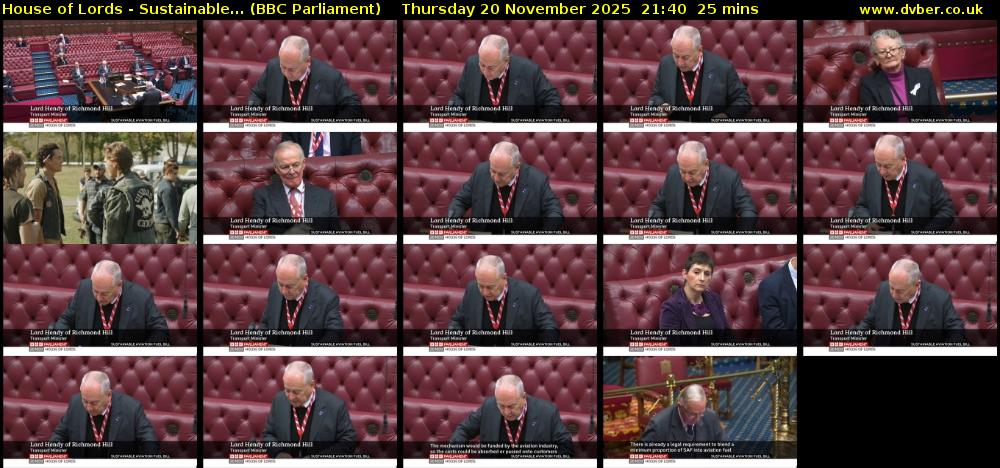 House of Lords - Sustainable... (BBC Parliament) Thursday 20 November 2025 21:40 - 22:05