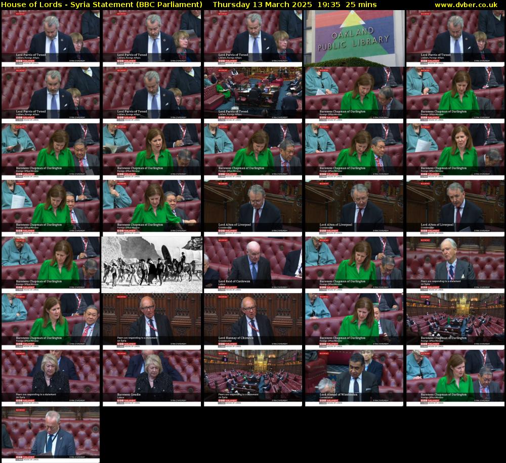 House of Lords - Syria Statement (BBC Parliament) Thursday 13 March 2025 19:35 - 20:00