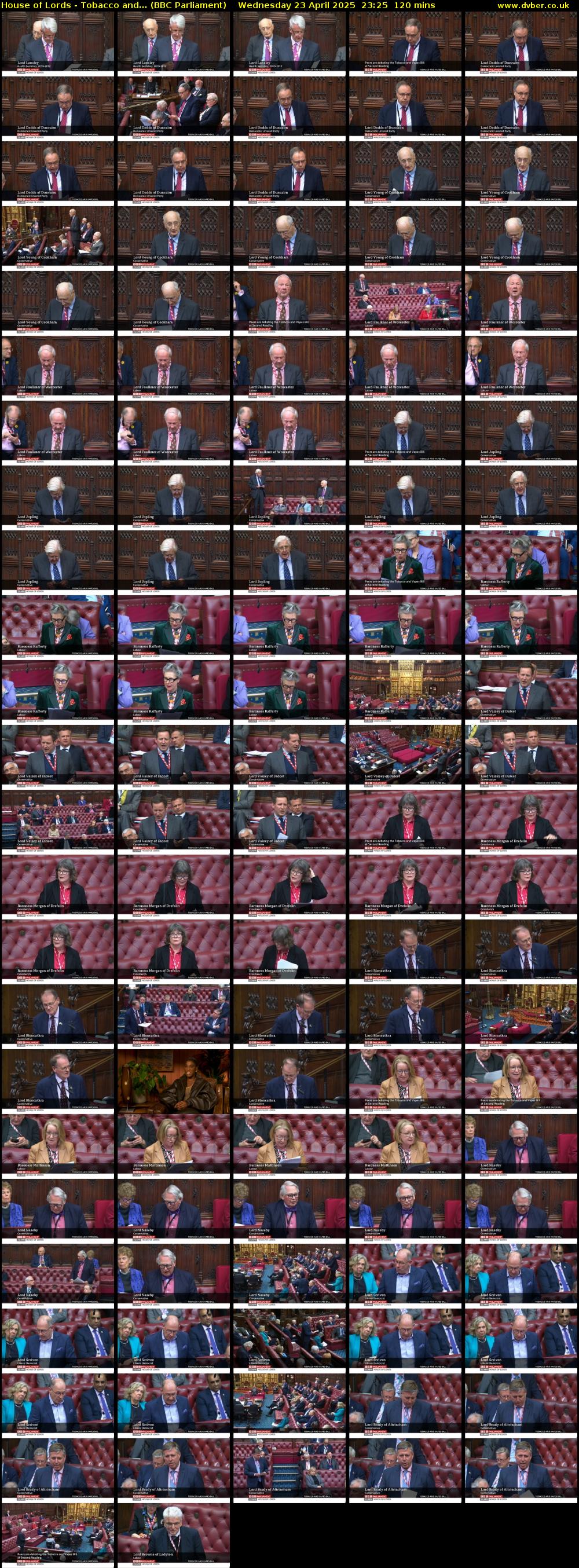 House of Lords - Tobacco and... (BBC Parliament) Wednesday 23 April 2025 23:25 - 01:25