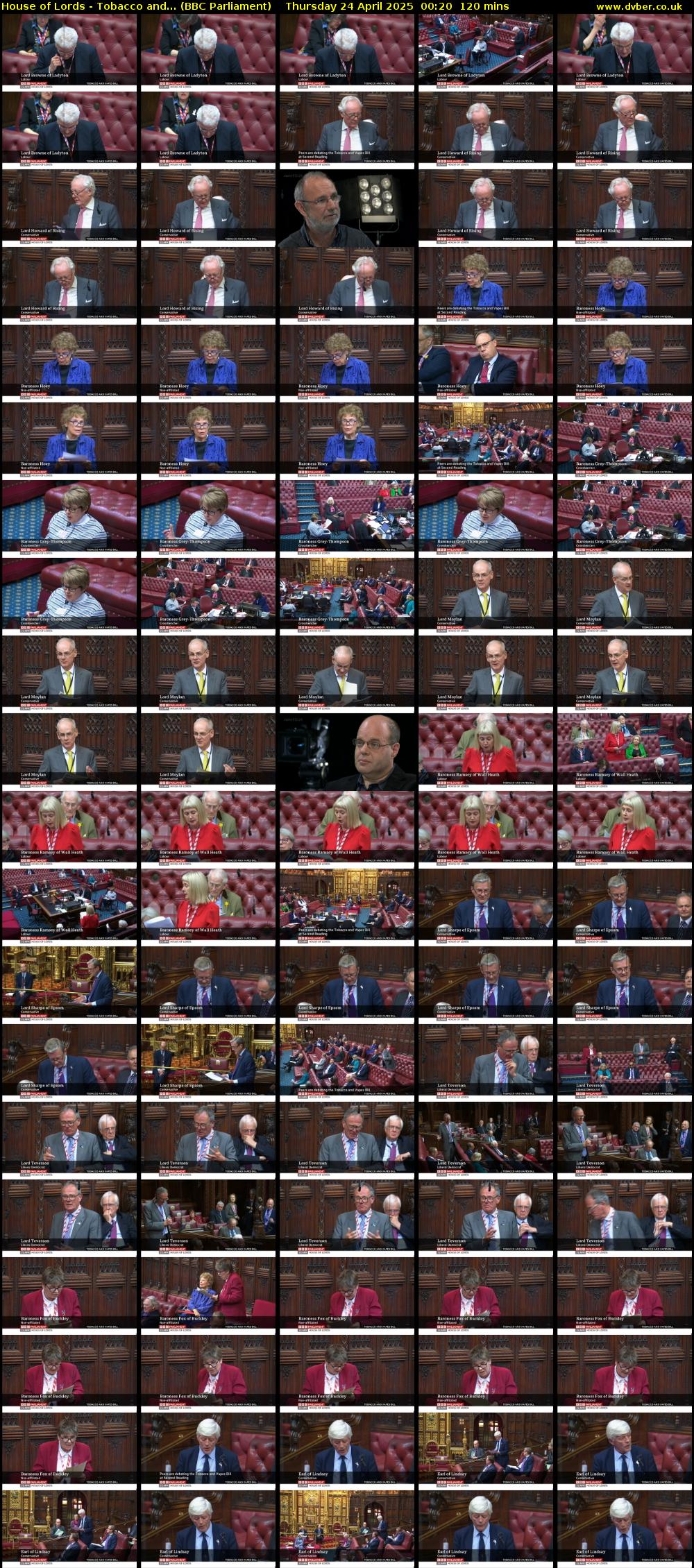 House of Lords - Tobacco and... (BBC Parliament) Thursday 24 April 2025 00:20 - 02:20