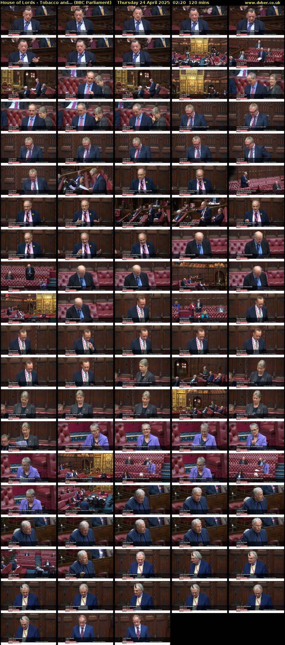 House of Lords - Tobacco and... (BBC Parliament) Thursday 24 April 2025 02:20 - 04:20