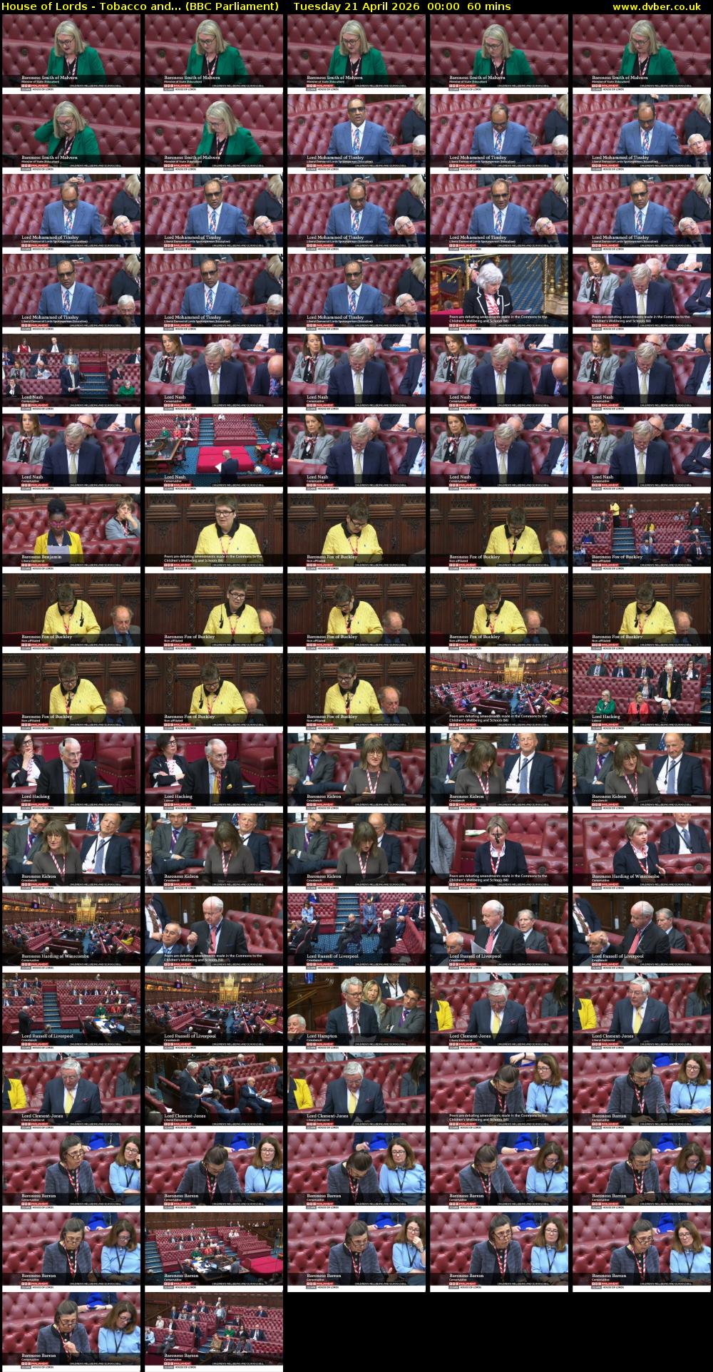 House of Lords - Tobacco and... (BBC Parliament) Tuesday 21 April 2026 00:00 - 01:00