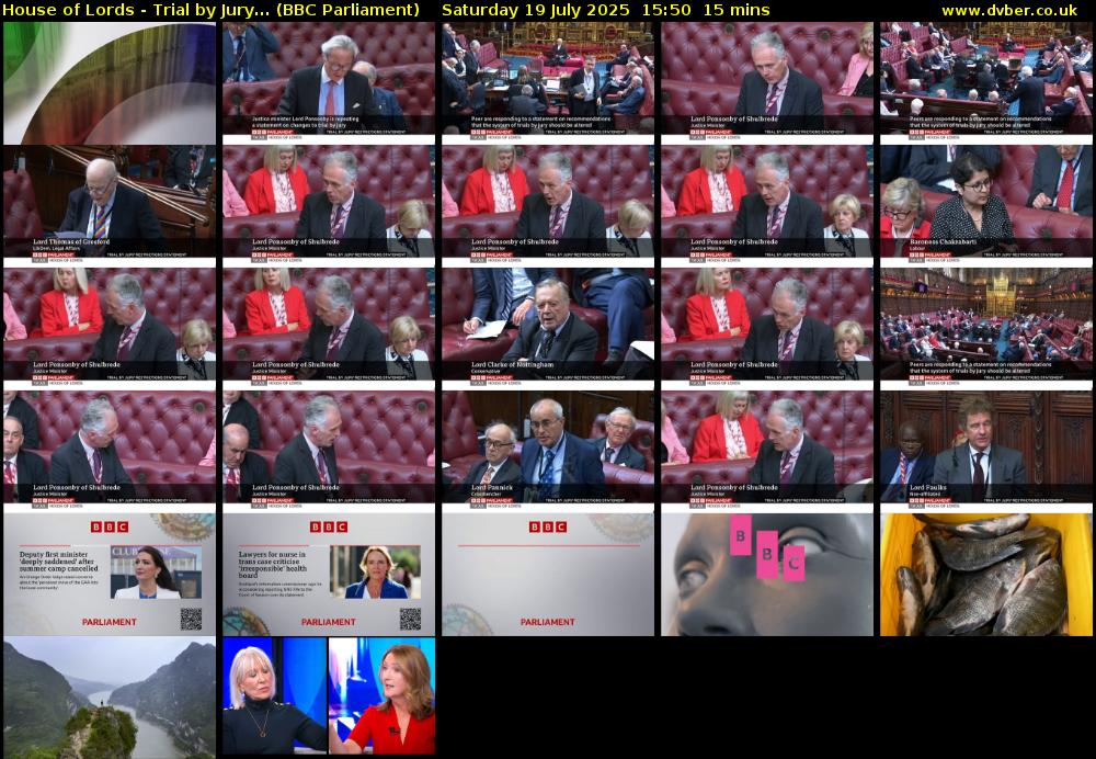 House of Lords - Trial by Jury... (BBC Parliament) Saturday 19 July 2025 15:50 - 16:05