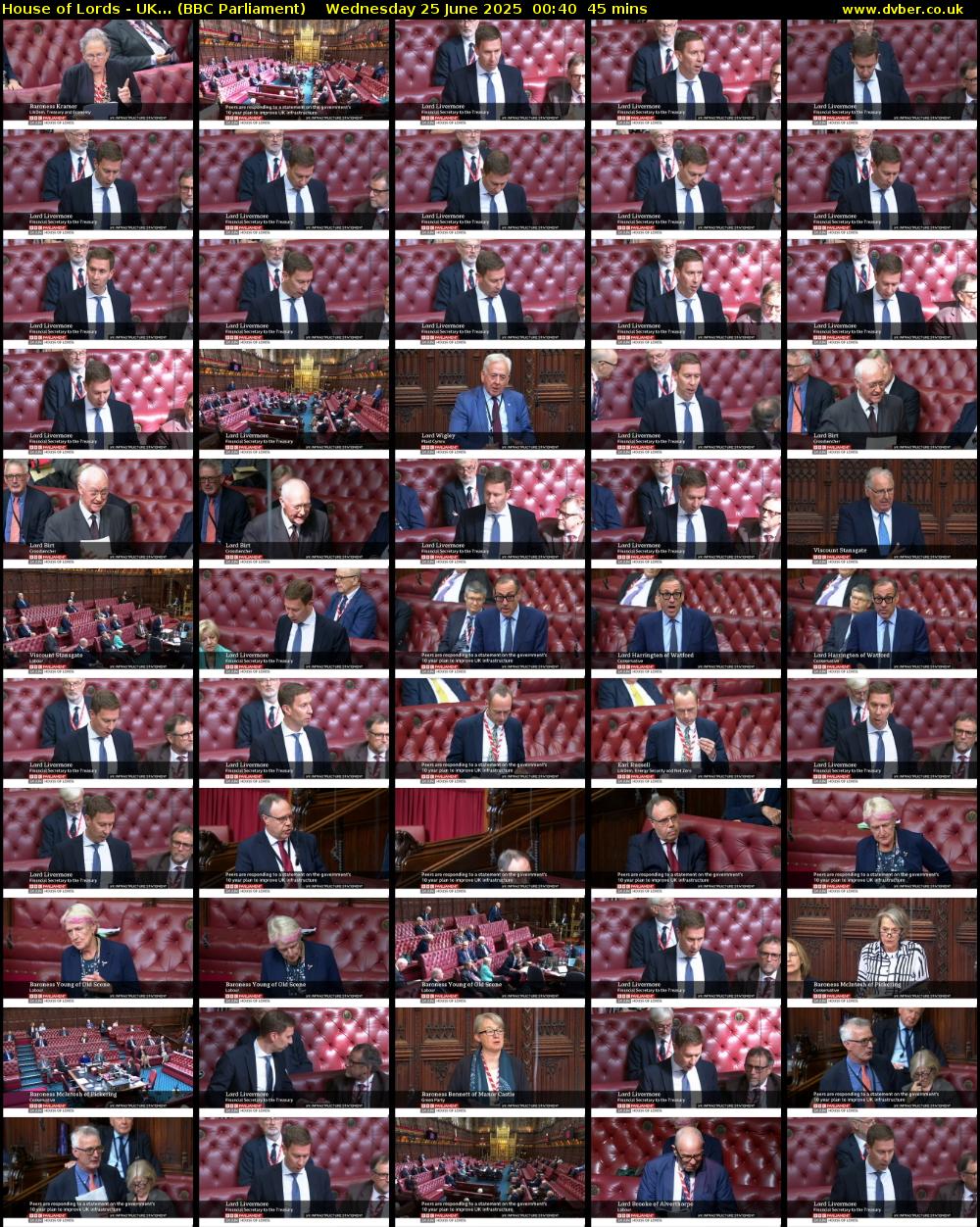 House of Lords - UK... (BBC Parliament) Wednesday 25 June 2025 00:40 - 01:25