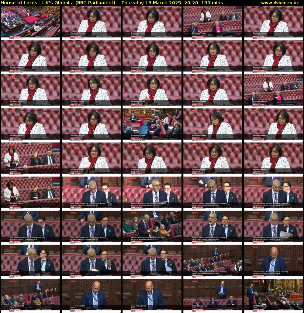 House of Lords - UK's Global... (BBC Parliament) Thursday 13 March 2025 20:20 - 22:50