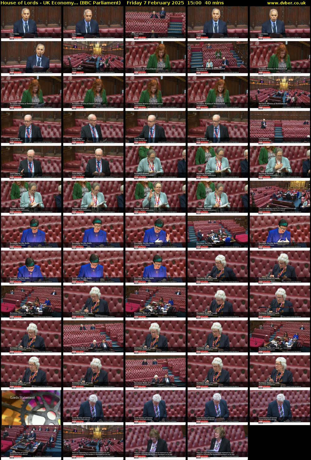 House of Lords - UK Economy... (BBC Parliament) Friday 7 February 2025 15:00 - 15:40